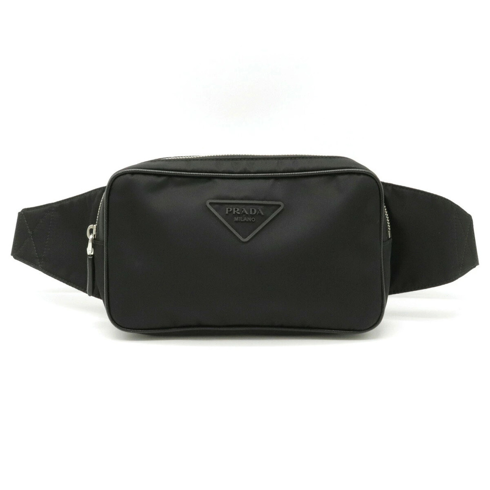 Prada Waist Bag Pouch Clutch Body Hip Black Nero Black